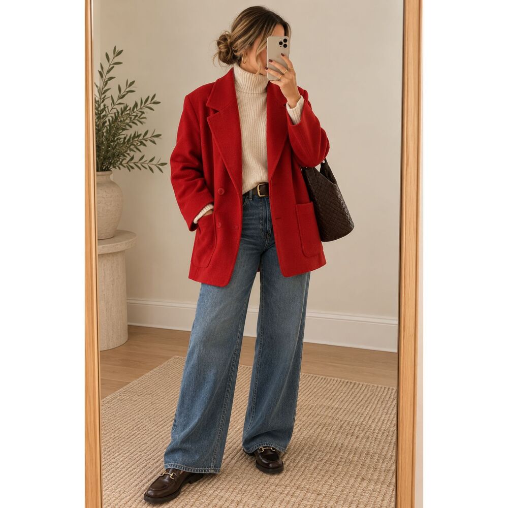 Vintage Pendleton XL Red Pure Virgin Wool Blazer Jacket Made in USA
